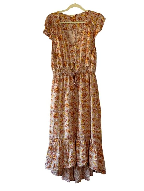 Lucky Brand Dresses & Skirts - Lucky Brand Floral Flutter Sleeve High Low Maxi Dress Size Large